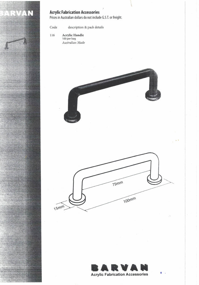 D Handle Acrylic Clear AU Made