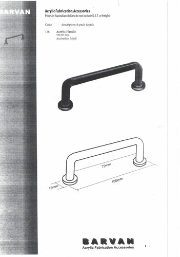 D Handle Acrylic Clear AU Made